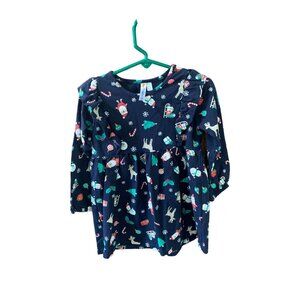Tangerine Sky Girls Size 4T Navy Blue Long Sleeve Ruffle Trim Christmas Santa Tr